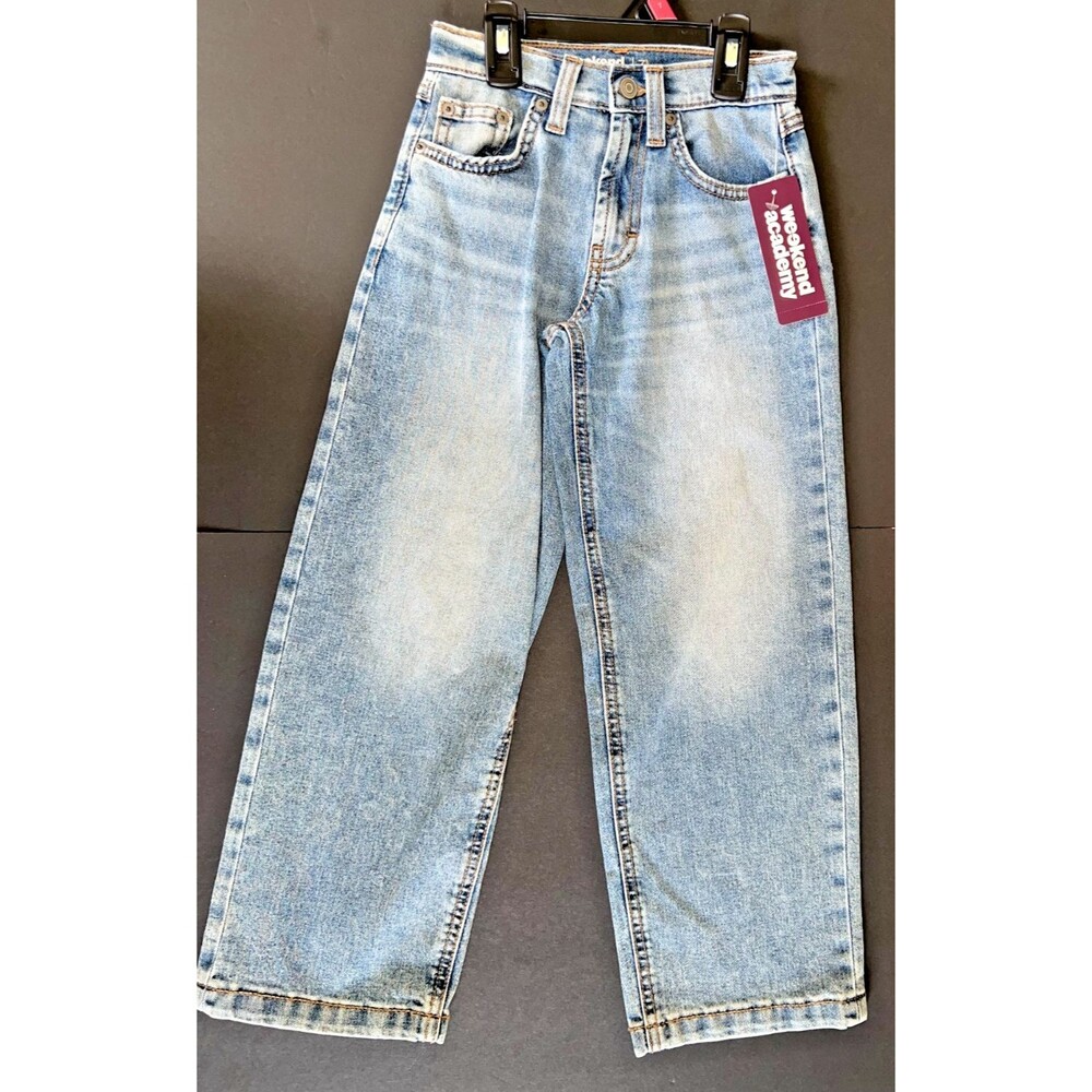 Weekend Academy Girls Baggy Light Wash Denim Jeans, Size 7 NWT